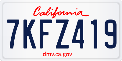 CA license plate 7KFZ419