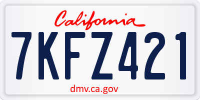 CA license plate 7KFZ421