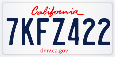 CA license plate 7KFZ422