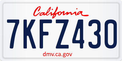 CA license plate 7KFZ430