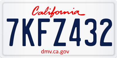 CA license plate 7KFZ432