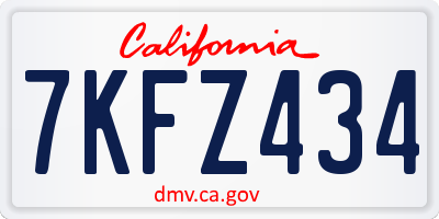 CA license plate 7KFZ434