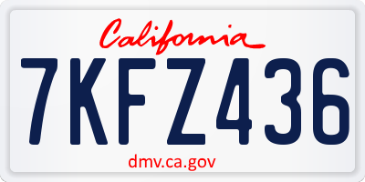 CA license plate 7KFZ436