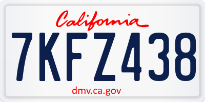 CA license plate 7KFZ438