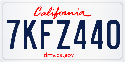 CA license plate 7KFZ440