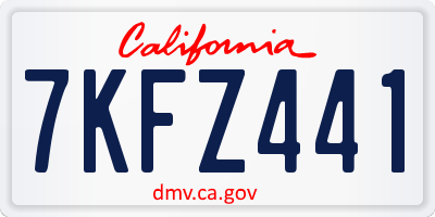 CA license plate 7KFZ441