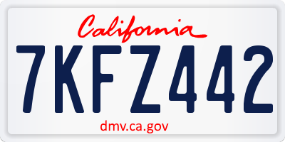CA license plate 7KFZ442