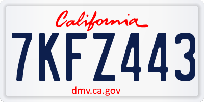 CA license plate 7KFZ443