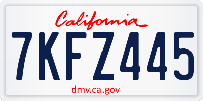 CA license plate 7KFZ445