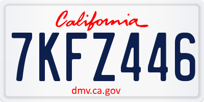 CA license plate 7KFZ446