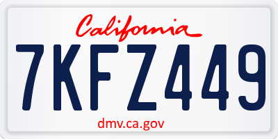 CA license plate 7KFZ449