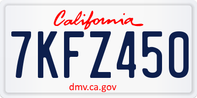 CA license plate 7KFZ450