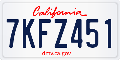 CA license plate 7KFZ451