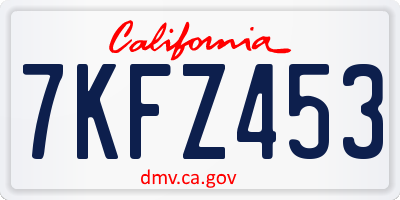 CA license plate 7KFZ453