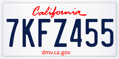 CA license plate 7KFZ455