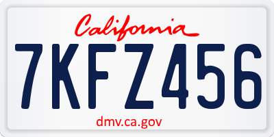 CA license plate 7KFZ456
