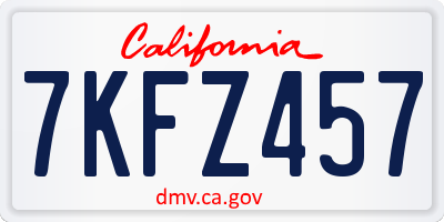 CA license plate 7KFZ457