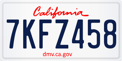 CA license plate 7KFZ458