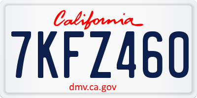 CA license plate 7KFZ460