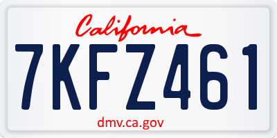 CA license plate 7KFZ461