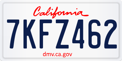 CA license plate 7KFZ462