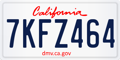 CA license plate 7KFZ464
