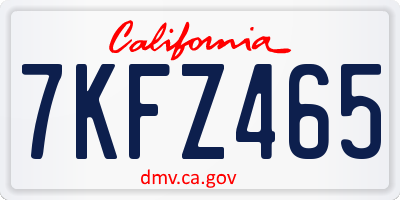 CA license plate 7KFZ465