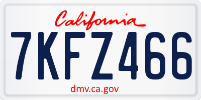 CA license plate 7KFZ466