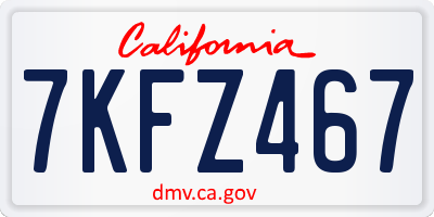 CA license plate 7KFZ467