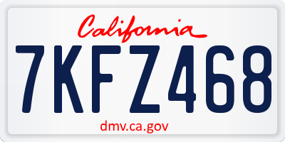 CA license plate 7KFZ468