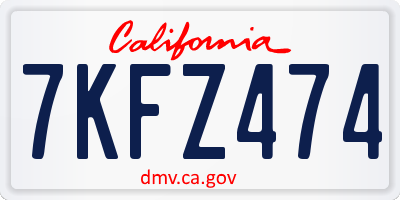 CA license plate 7KFZ474