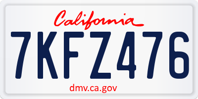 CA license plate 7KFZ476