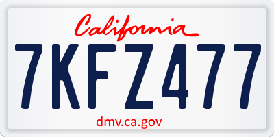 CA license plate 7KFZ477