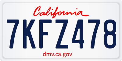 CA license plate 7KFZ478