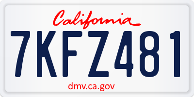 CA license plate 7KFZ481