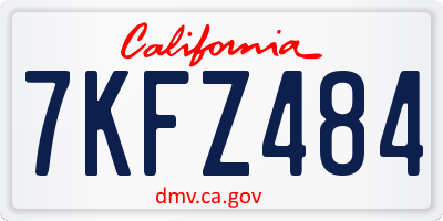 CA license plate 7KFZ484