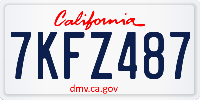 CA license plate 7KFZ487