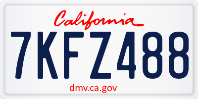 CA license plate 7KFZ488