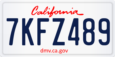 CA license plate 7KFZ489