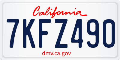 CA license plate 7KFZ490
