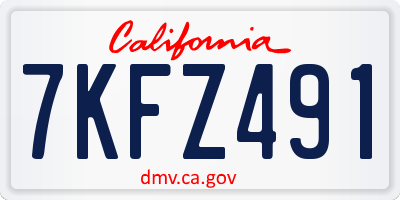 CA license plate 7KFZ491