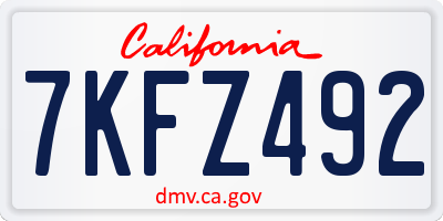 CA license plate 7KFZ492