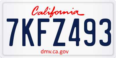 CA license plate 7KFZ493
