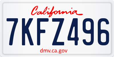 CA license plate 7KFZ496