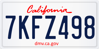 CA license plate 7KFZ498