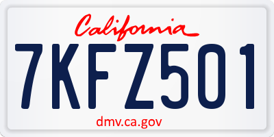 CA license plate 7KFZ501