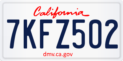 CA license plate 7KFZ502