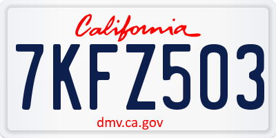 CA license plate 7KFZ503