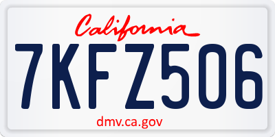 CA license plate 7KFZ506