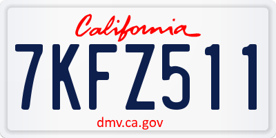 CA license plate 7KFZ511